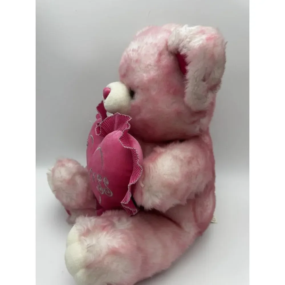 Dan Dee 14” Pink Princess Teddy Bear Plush Stuffed Animal 2007 Heart Pillow
